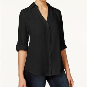 Black sparkle pocket blouse